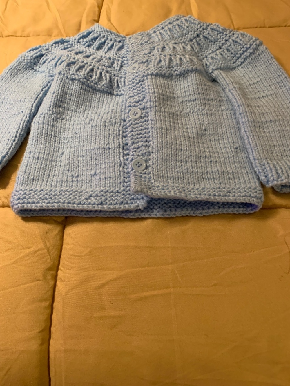 Light blue knitted Handmde baby cardigan with buttons - New